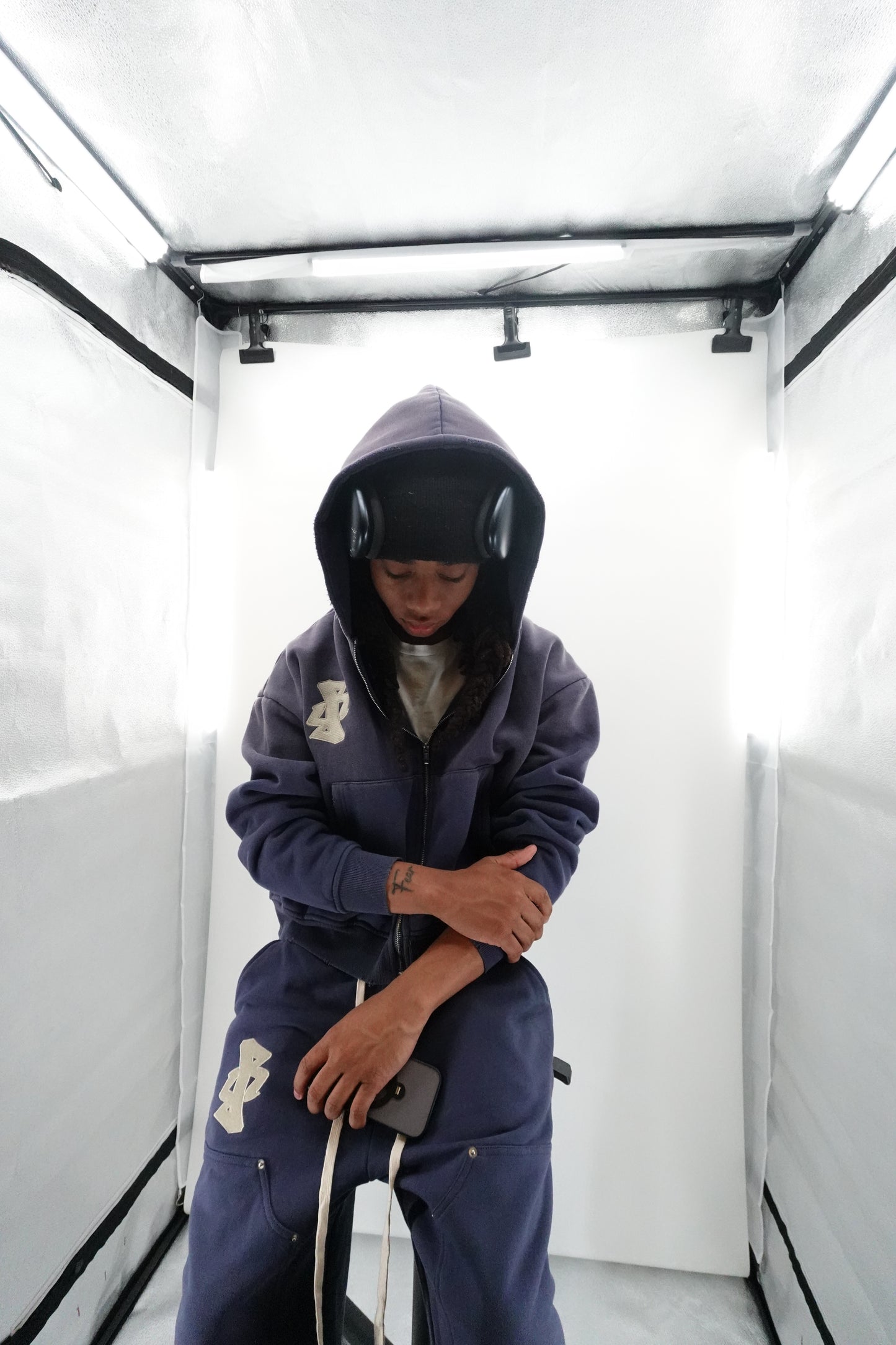 Navy - Double Zip Hoodie