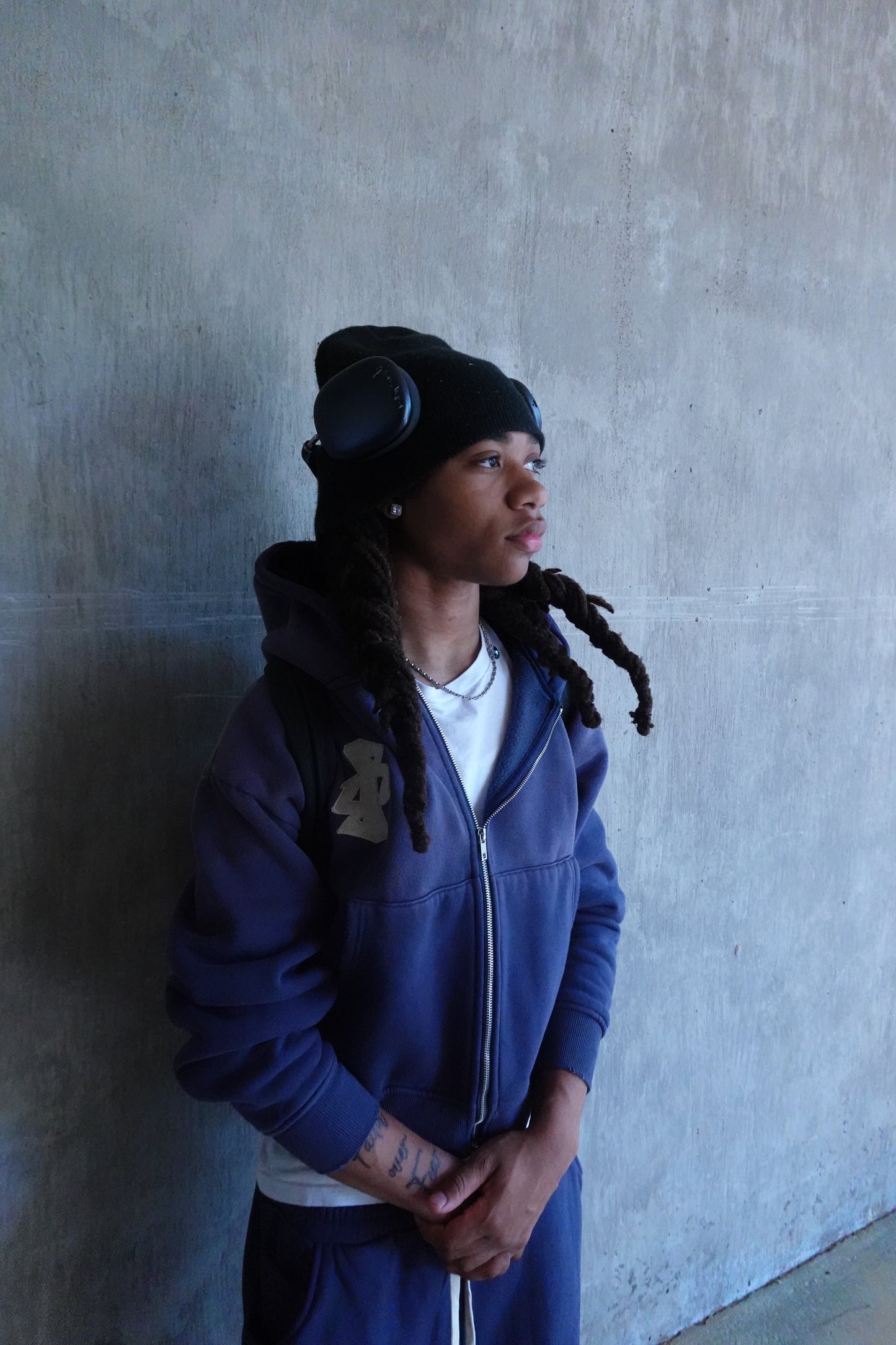 Navy - Double Zip Hoodie
