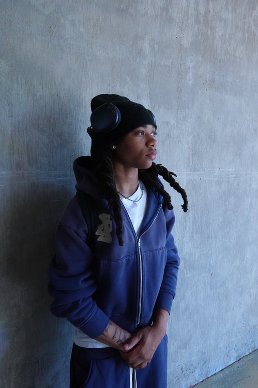 Navy - Double Zip Hoodie