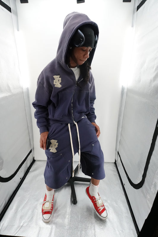 Navy - Double Zip Hoodie